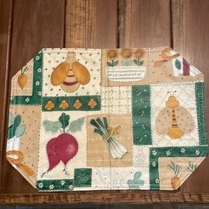 Vintage Vegetable Garden Pattern Vinyl Placemats (Set of Four)
